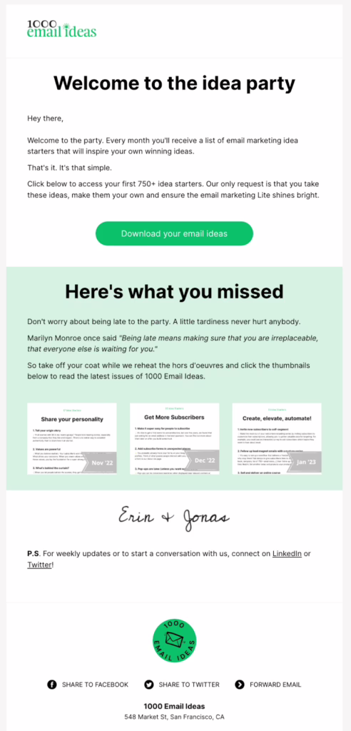 provide immediate value through emailbody message.