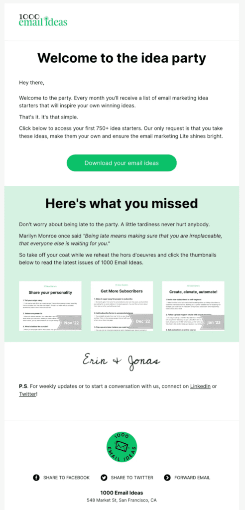 provide immediate value through emailbody message.